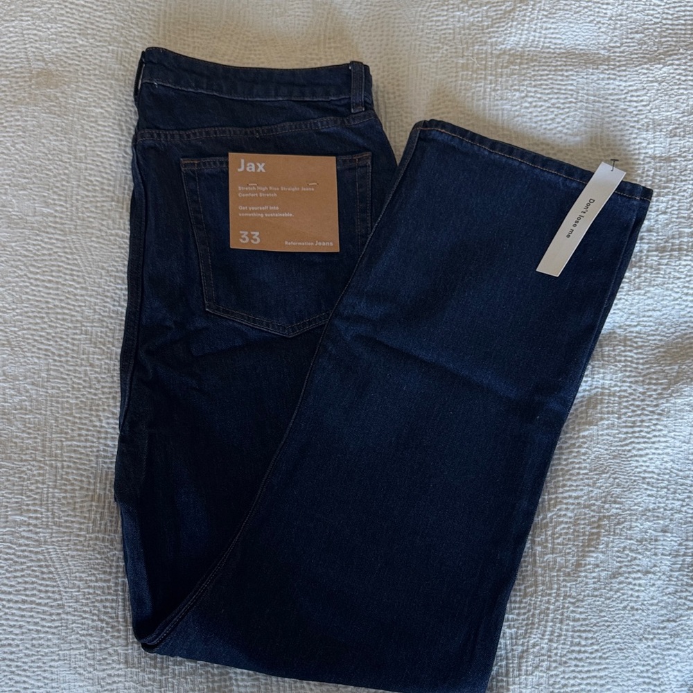 Reformation Jax High Rise Straight Jeans - Dark Blue (Seneca)